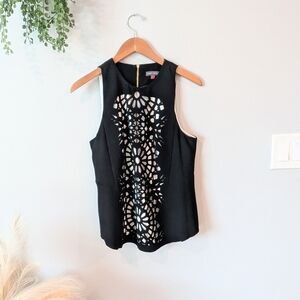 Vince Camuto Black Sleeveless Top with Cutout Design